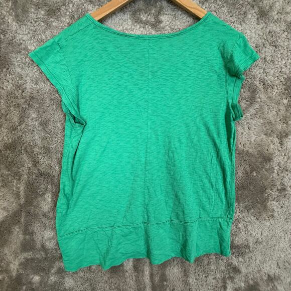 Fresh Produce Women Teal Green T Shirt Cotton Slub Notch Neck Short Sleeve S - Picture 2 of 8